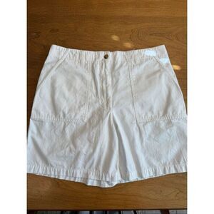 Jones Sport Women's High Rise Flat Front 100% Cotton Chino Shorts White Size 14